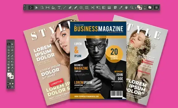 Adobe InDesign training in the Philippines showing magazine layouts being edited on screen with software tools