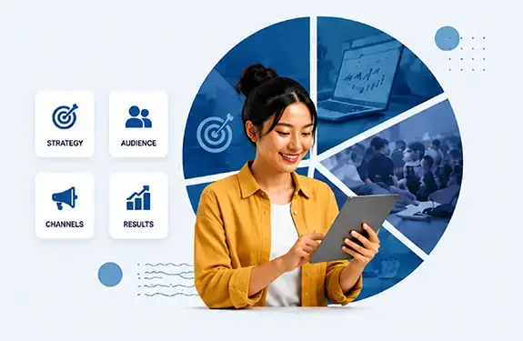Professional digital marketing fundamentals training promo banner for the Philippines featuring branding, strategy, social media, and online marketing education visuals.