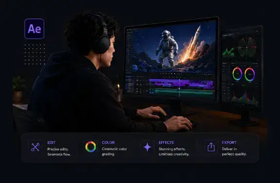 Creative Adobe After Effects motion graphics training course in the Philippines featuring visual effects and animation workflow banner